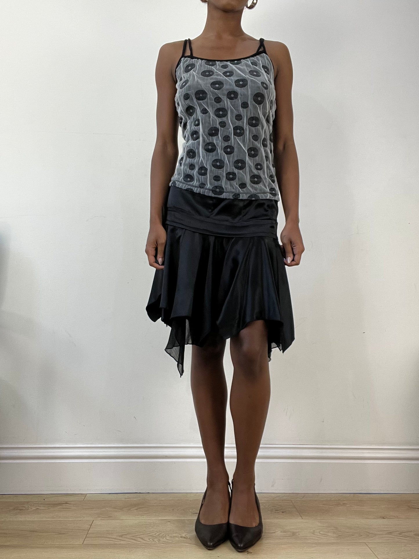 AUTUMN EDIT | medium grey cami top with mesh overlay
