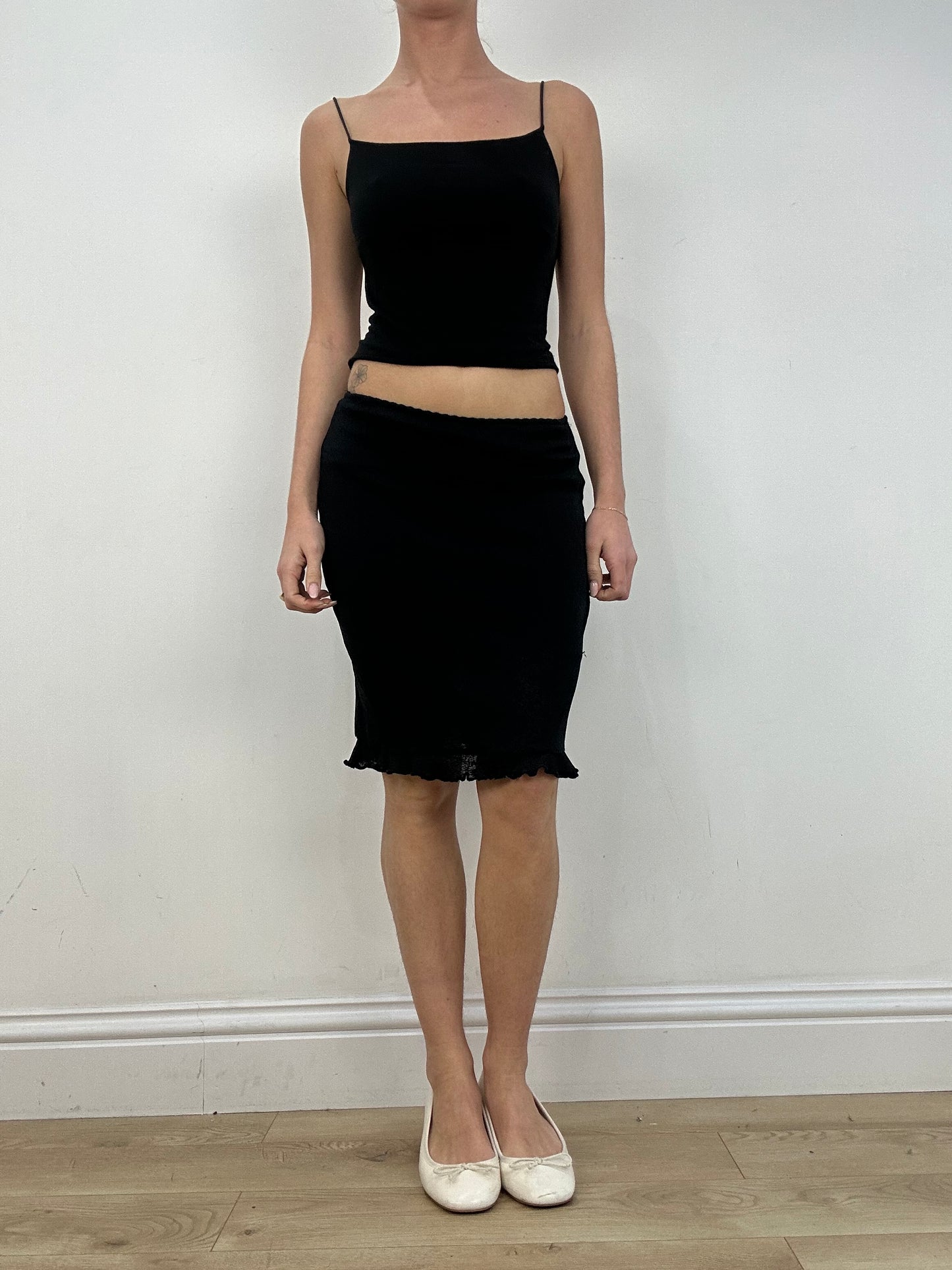 vintage edit ten | small black midi skirt