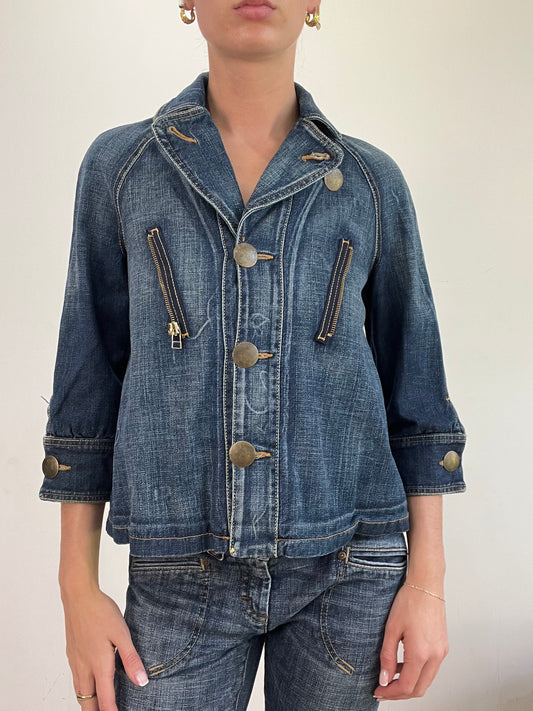 BEST PICKS | medium blue denim old label bershka pea style coat