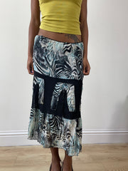 vintage edit twenty-five | Pequeno azul e preto zebra impressão midi disque