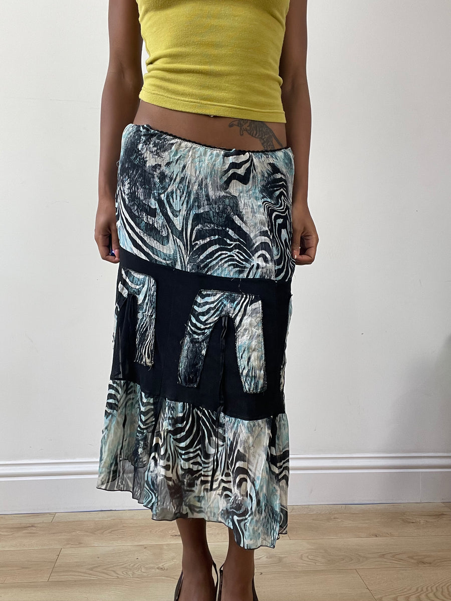 vintage edit twenty-five | Pequeno azul e preto zebra impressão midi disque
