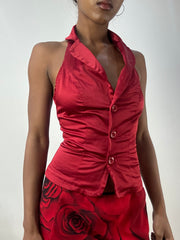 MEJORES SELECCIONES | top de chaleco halterneck rojo extra pequeño