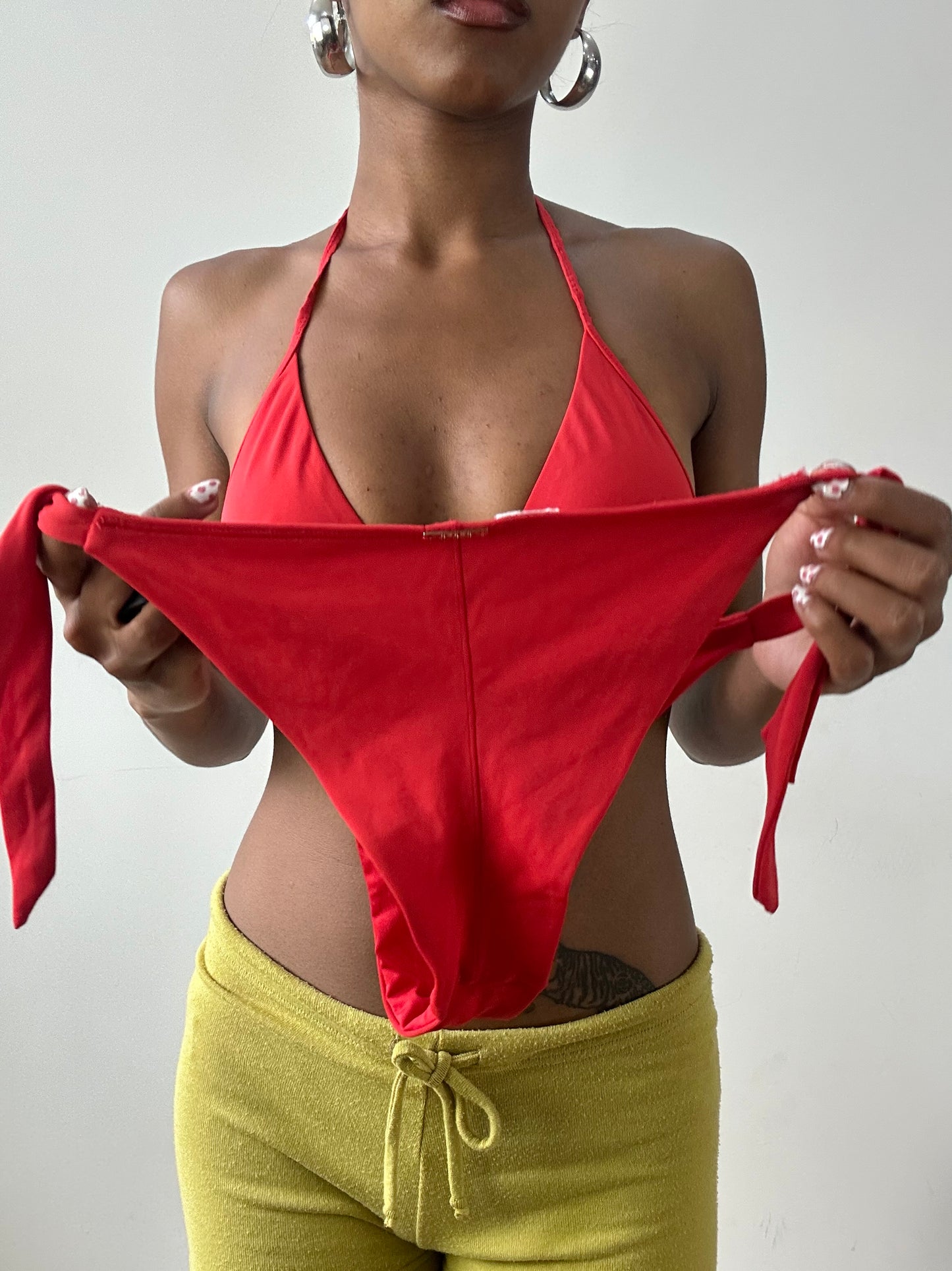 vintage edit twenty-nine | small red bikini set with tie side bottoms