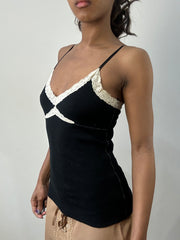 romantic grunge edit | small black cami top with lace trim detail