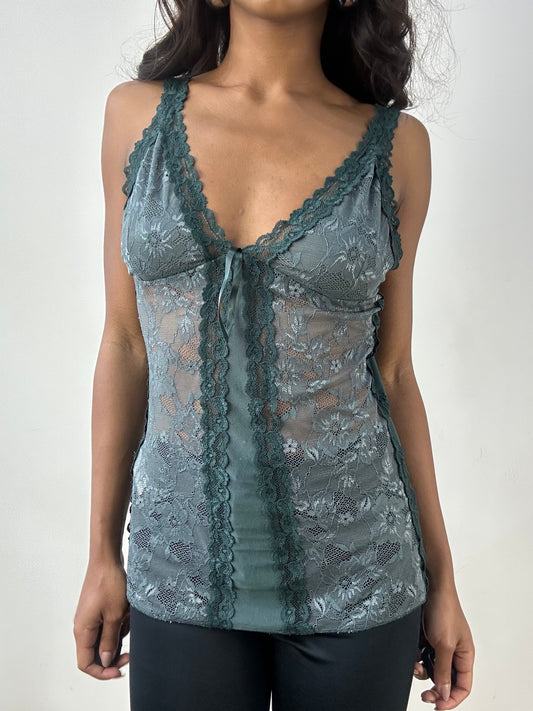 BEST PICKS | small green floral lace cami top
