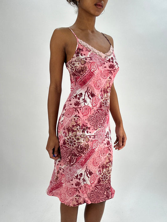 vintage edit thirty-five | small pink yessica patterned midi dress