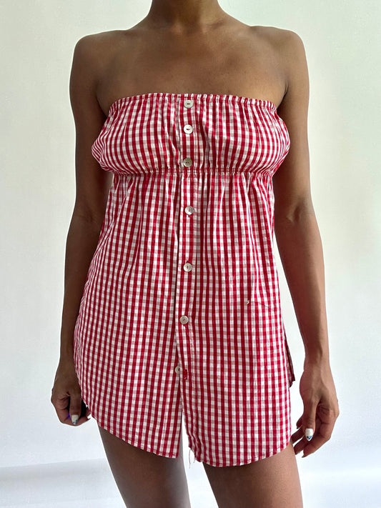 sailor drop | small red gingham bandeau top