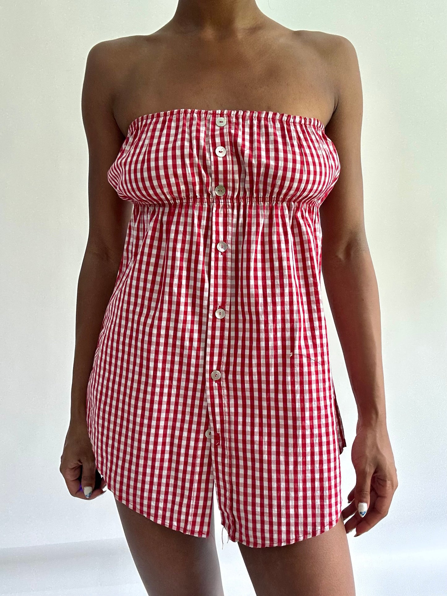 sailor drop | small red gingham bandeau top
