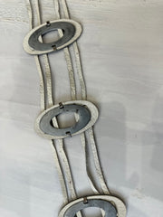 winter edit | white faux leather silver circle tie up belt