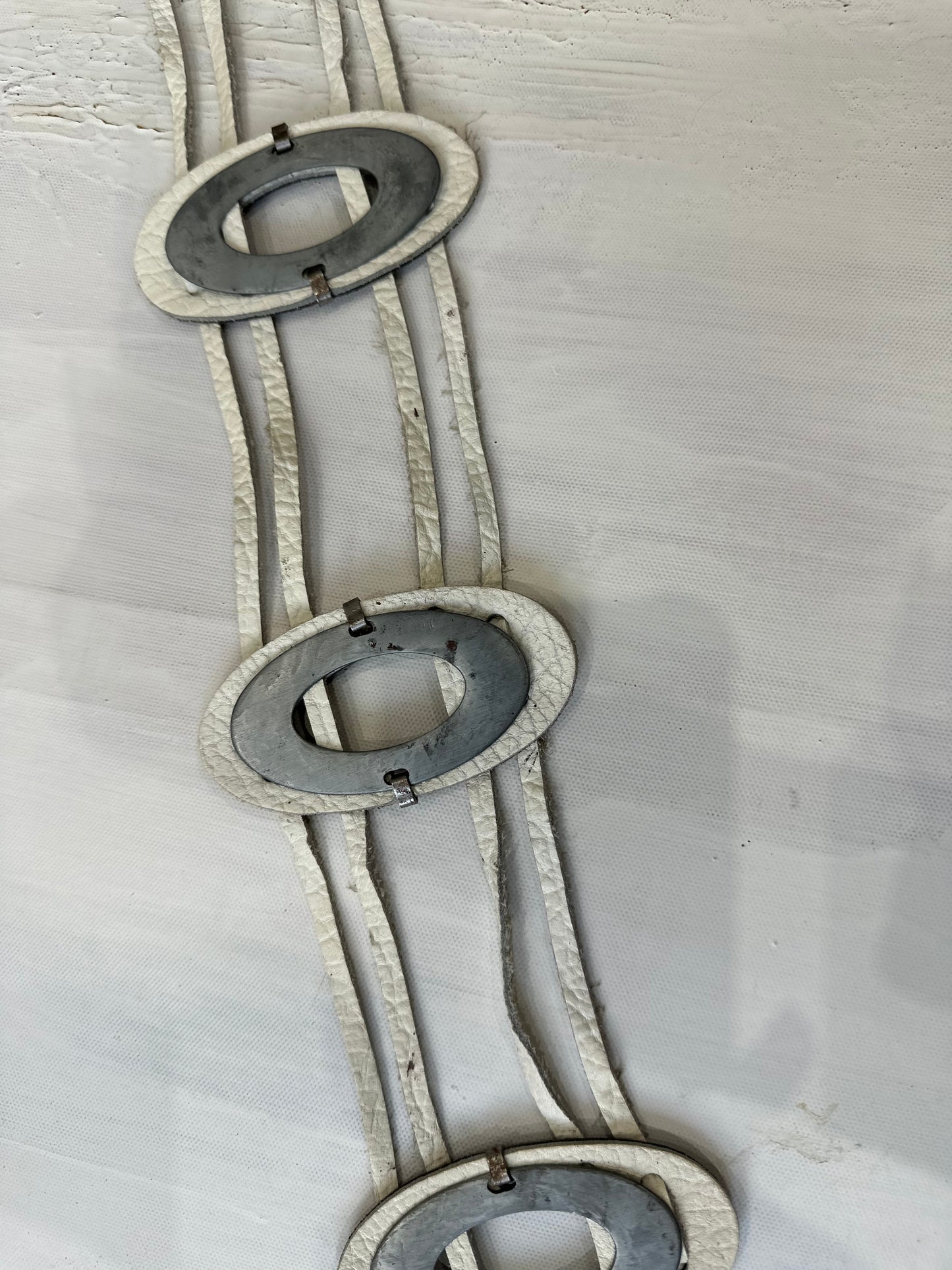 winter edit | white faux leather silver circle tie up belt