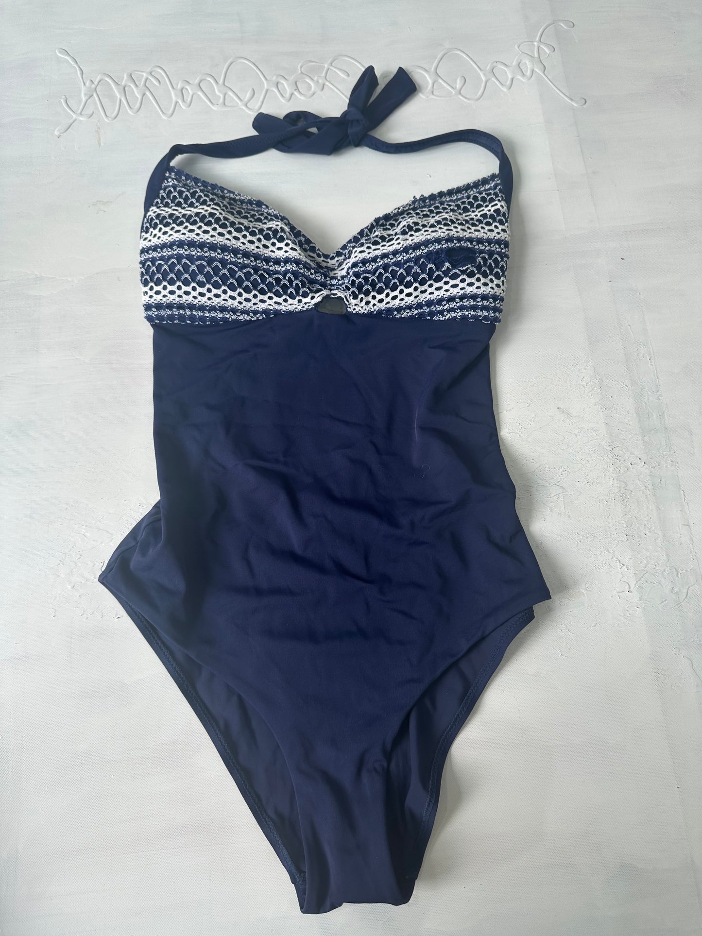 sailor drop | small blue halterneck one piece bikini