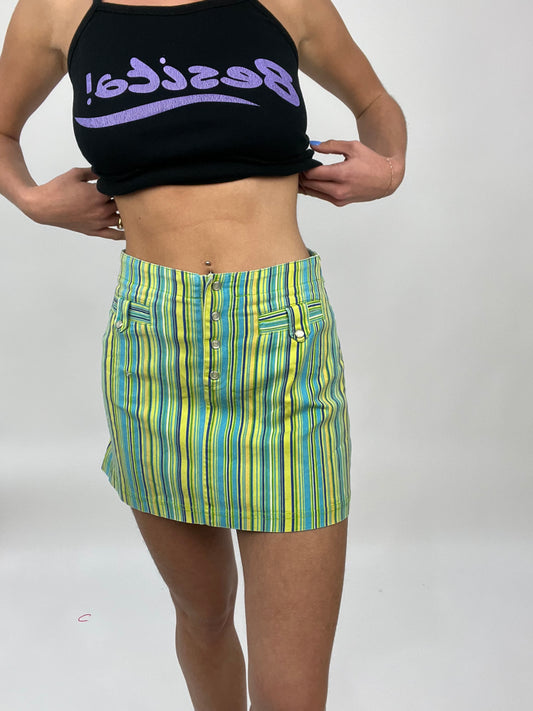 COCONUT GIRL DROP | small yellow and blue striped skirt