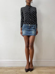 midsummer edit | Größe: XS · Farbe: Schwarz + Weiß · Artikel: Cardigan · Details: Punkte + comme des garçons