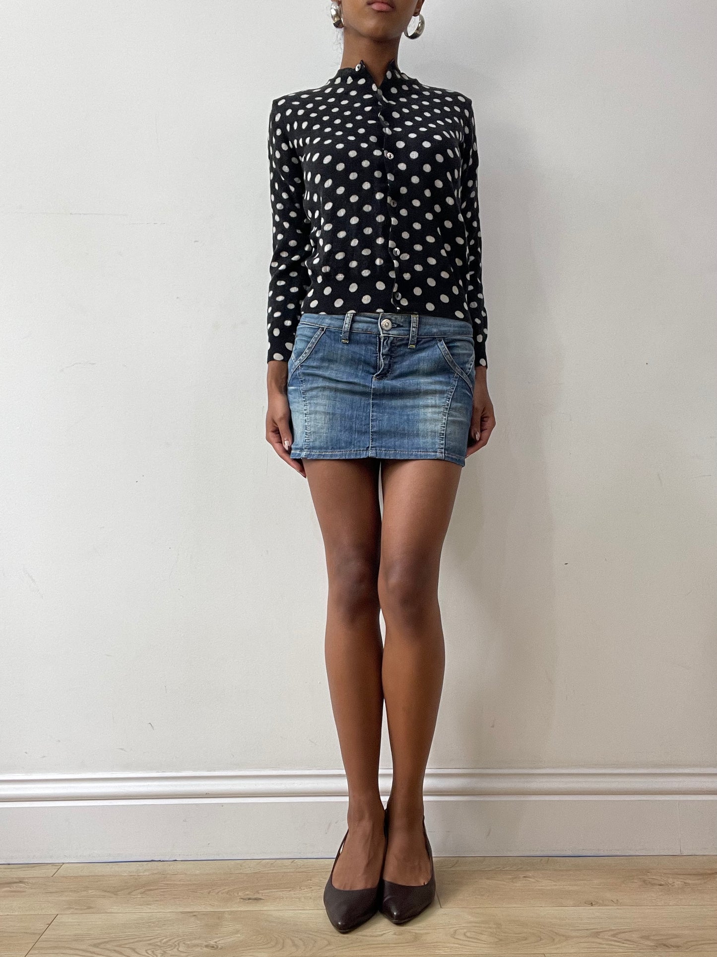 midsummer edit | extra small black and white comme des garçons polka dot cardigan