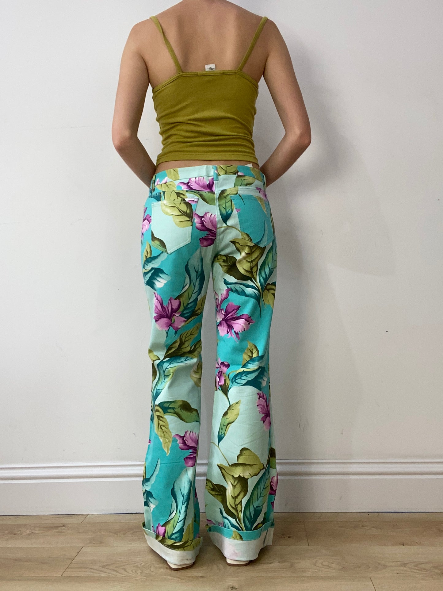 vintage edit thirty | large blue and green floral trousers