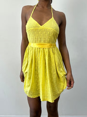 selección destacada | Mini vestido de cuello alto amarillo extra pequeño