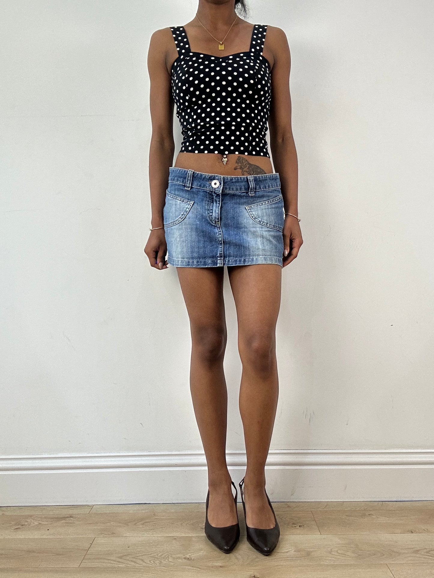 vintage edit twenty-one | medium denim light blue wash mini skirt