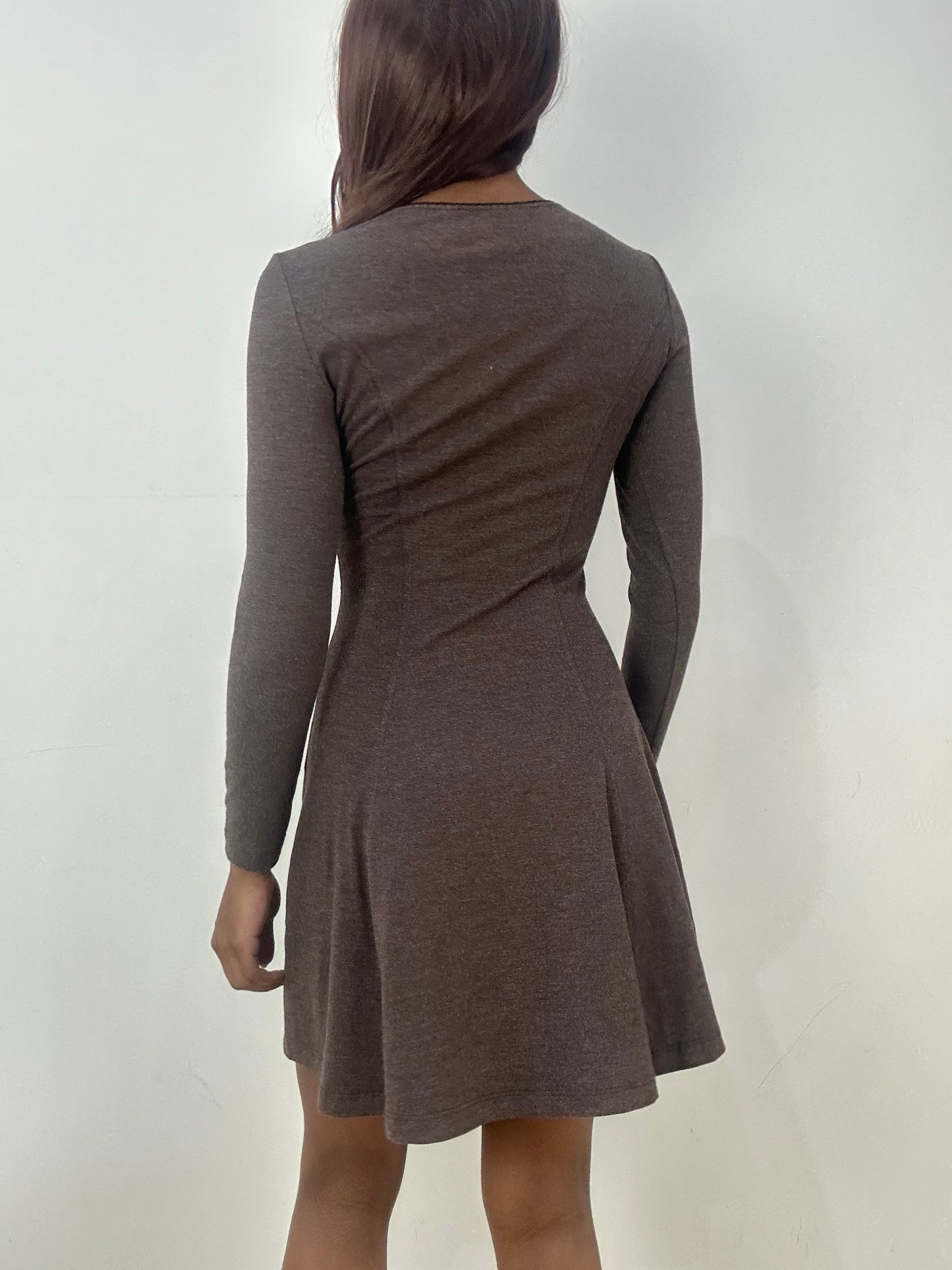 vintage edit thirty-three | extra small brown knit mini dress