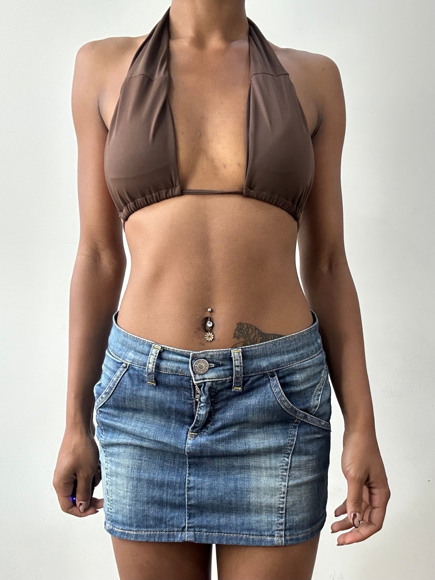 midsummer edit | small brown halterneck bikini set