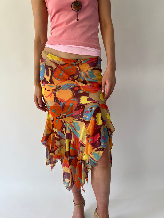 SATC drop | falda midi grande con estampado multicolor