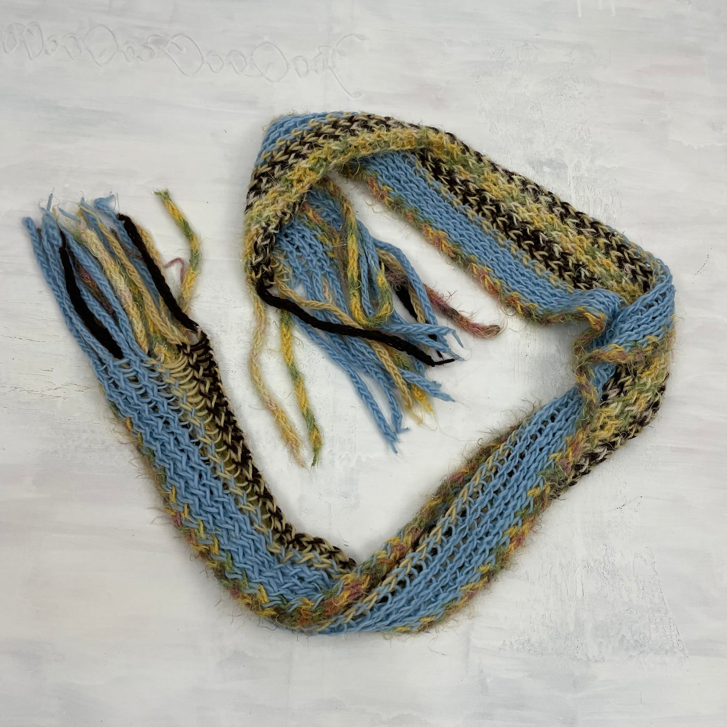 💻 COTTAGECORE DROP | blue and yellow chunky knit scarf