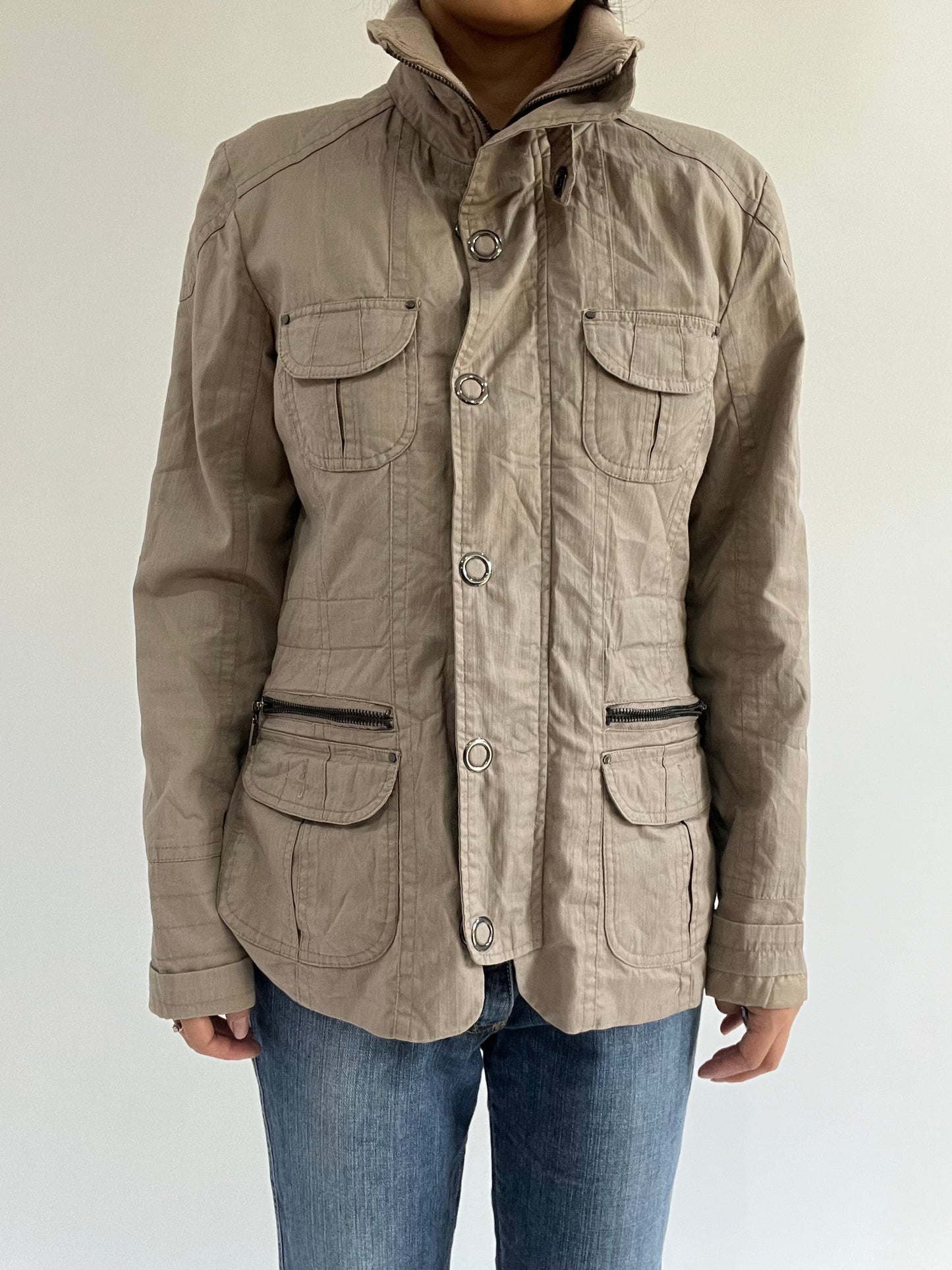 autumn picks | small khaki cargo jacket with button detail