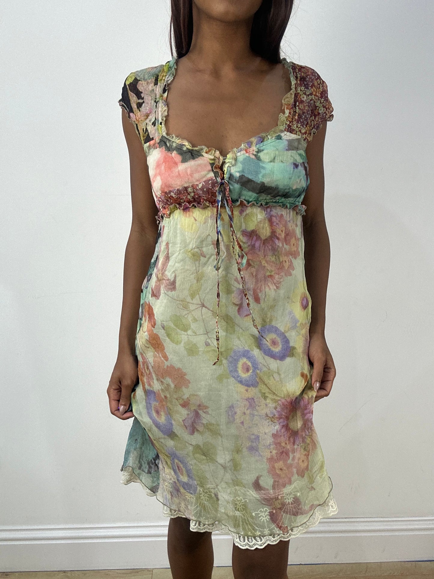 BEST PICKS | extra small light green mesh overlay midi dress