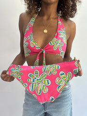 Beach drop | juego de bikini floral rosa pequeño/medio