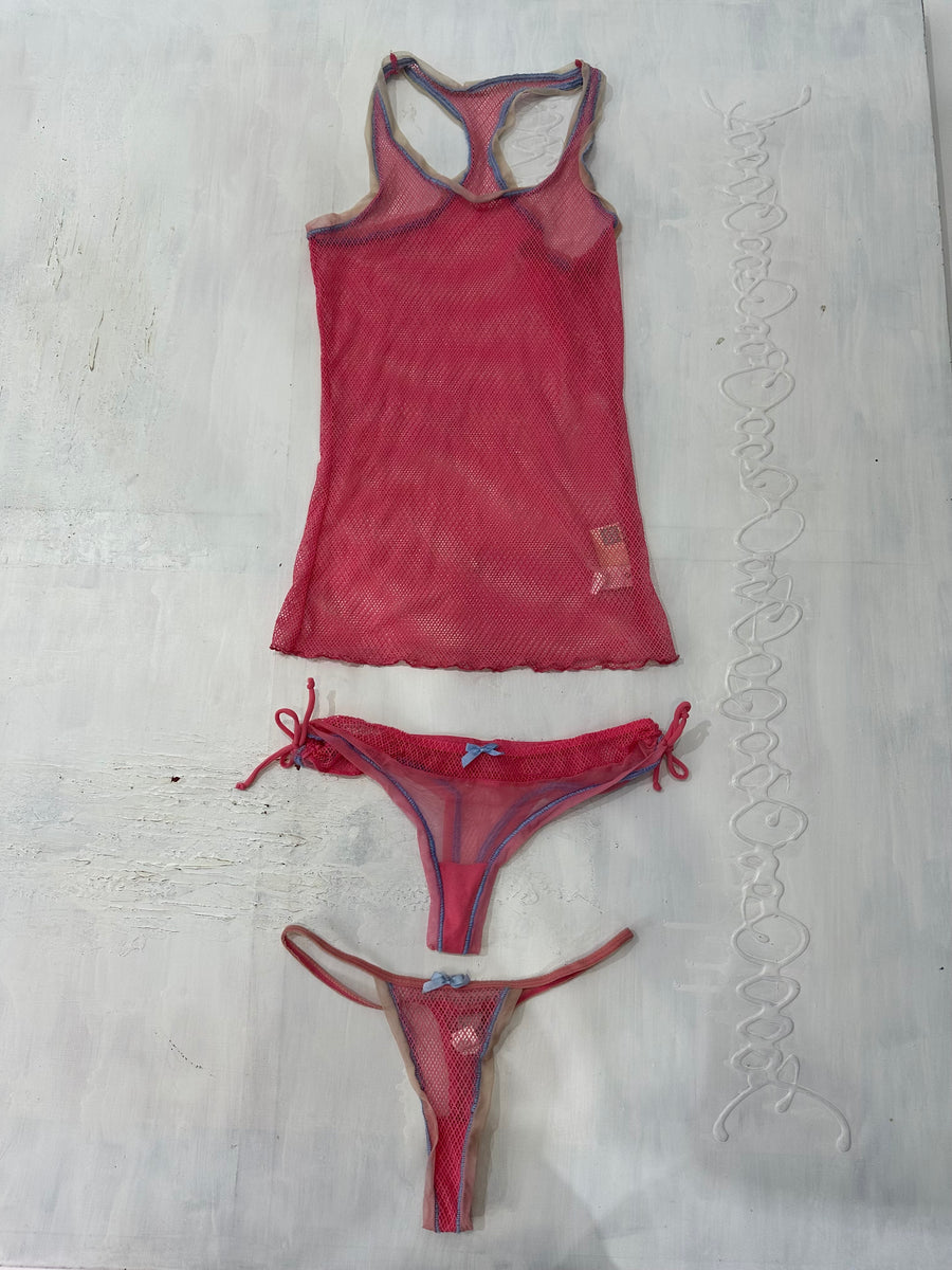 Vintage edit: día de San Valentín | pequeño juego de cami de ganchillo rosa