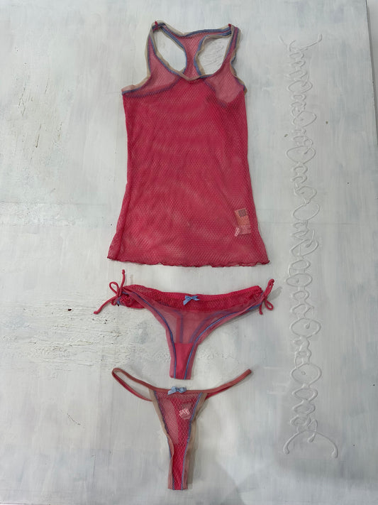 vintage edit: valentine’s day | small pink crochet cami set