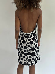 euro trash | small black and white halter neck spotted dress