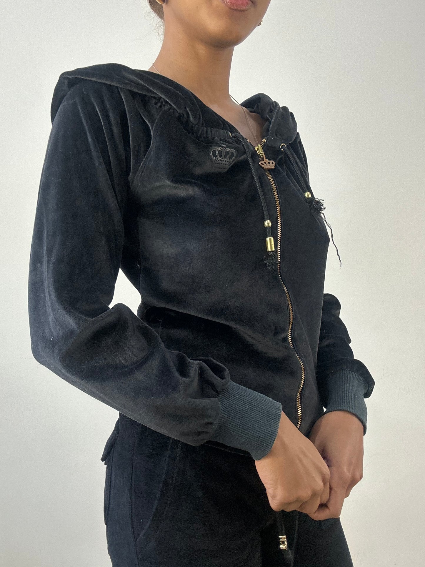 winter edit | small black velour hoodie