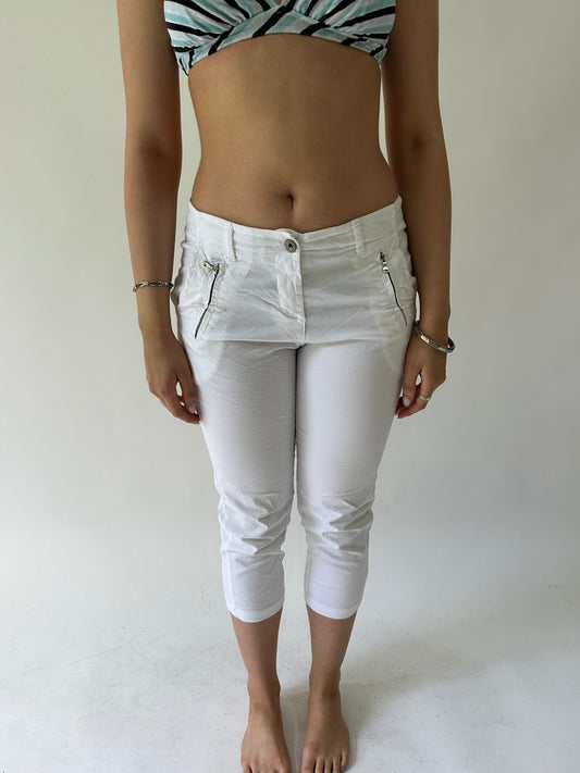 sailor drop | extra small white cropped capri style trousers