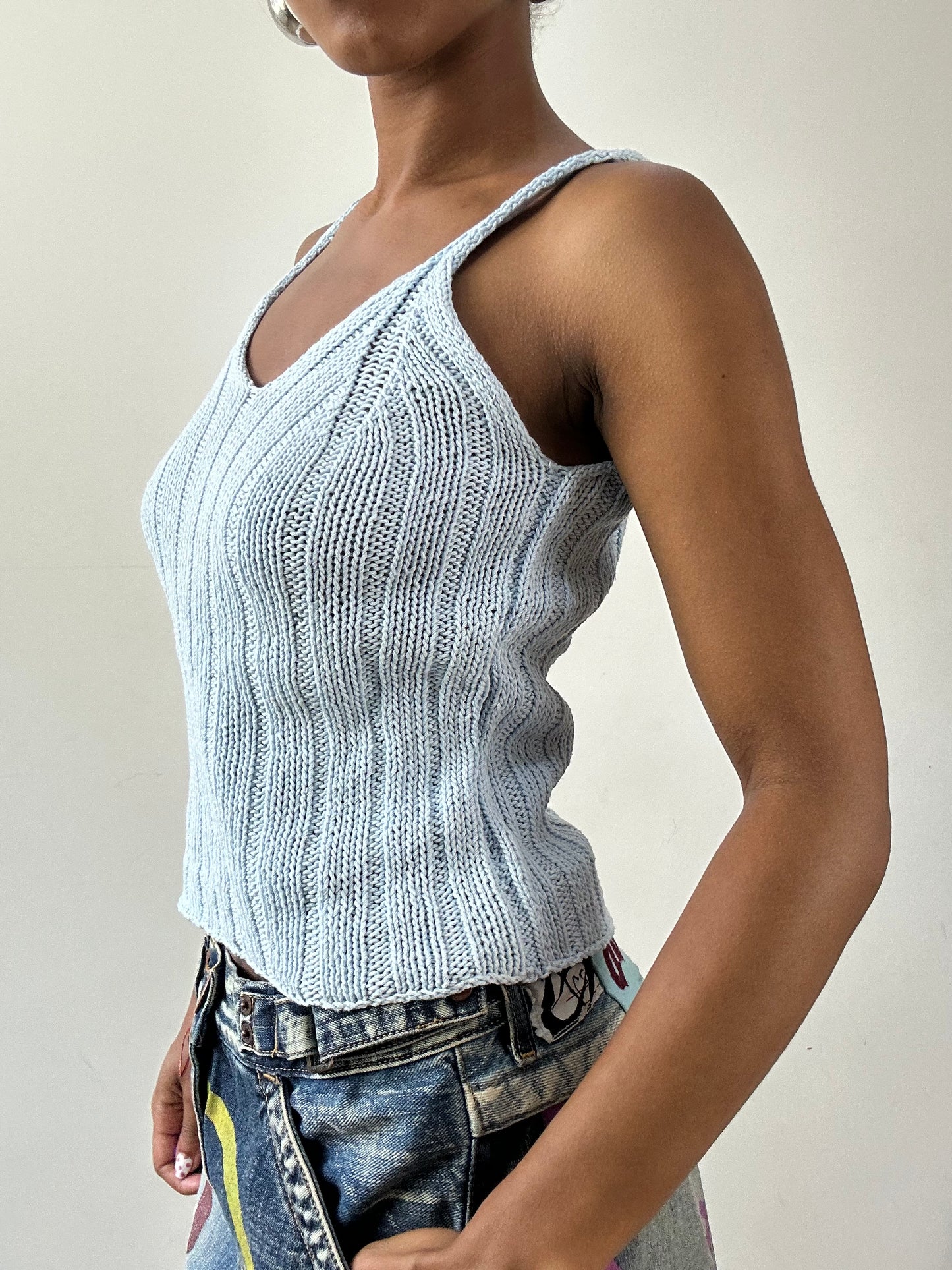 vintage edit twenty-seven | medium blue knit cami top