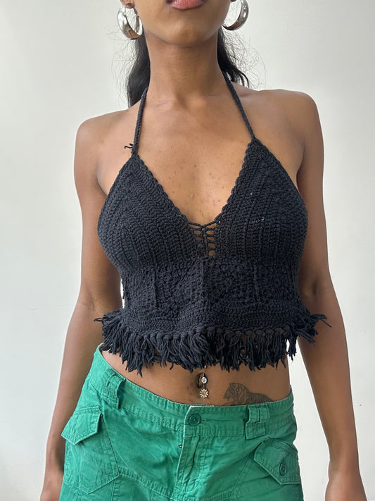 BEST PICKS | small black crotchet halterneck top
