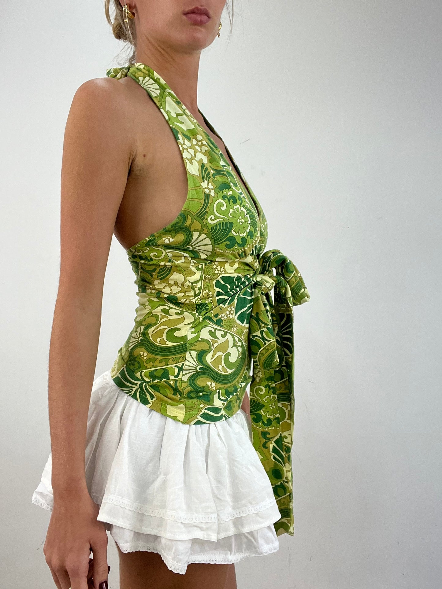 vintage edit fourteen | small green floral halterneck top