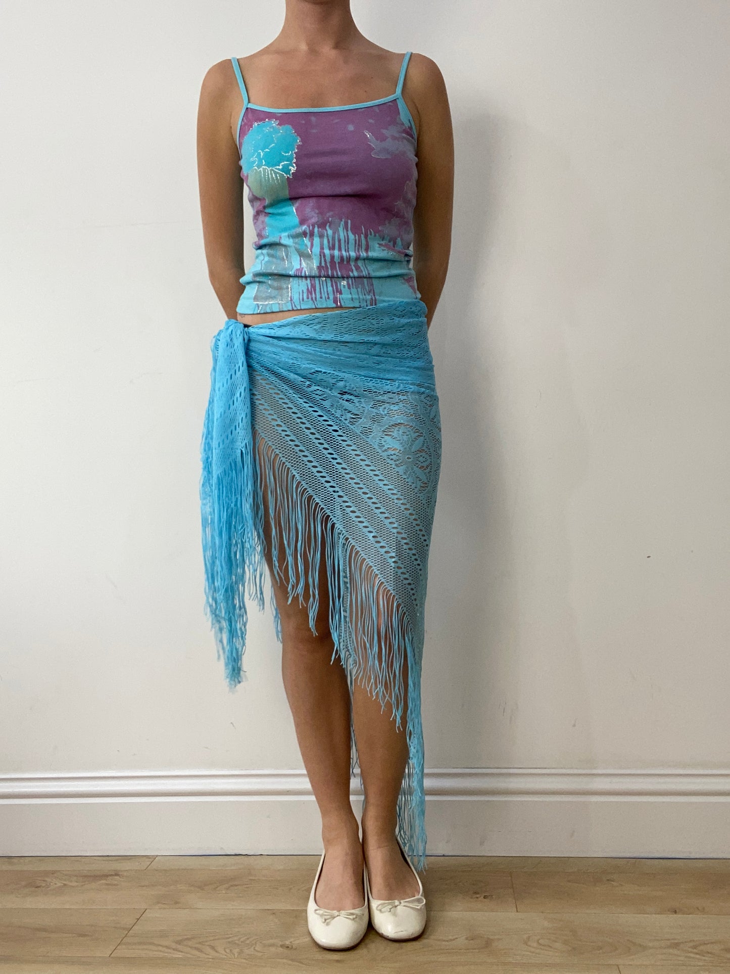 vintage edit thirty | small blue and purple cami with abstract print