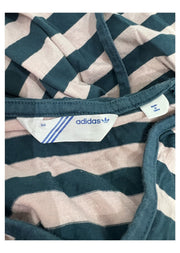 small pink and teal adidas stripy hooded mini dress label