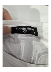 small white Calvin Klein rhinestone logo t-shirt label