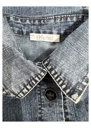small medium blue denim button up mini dress label