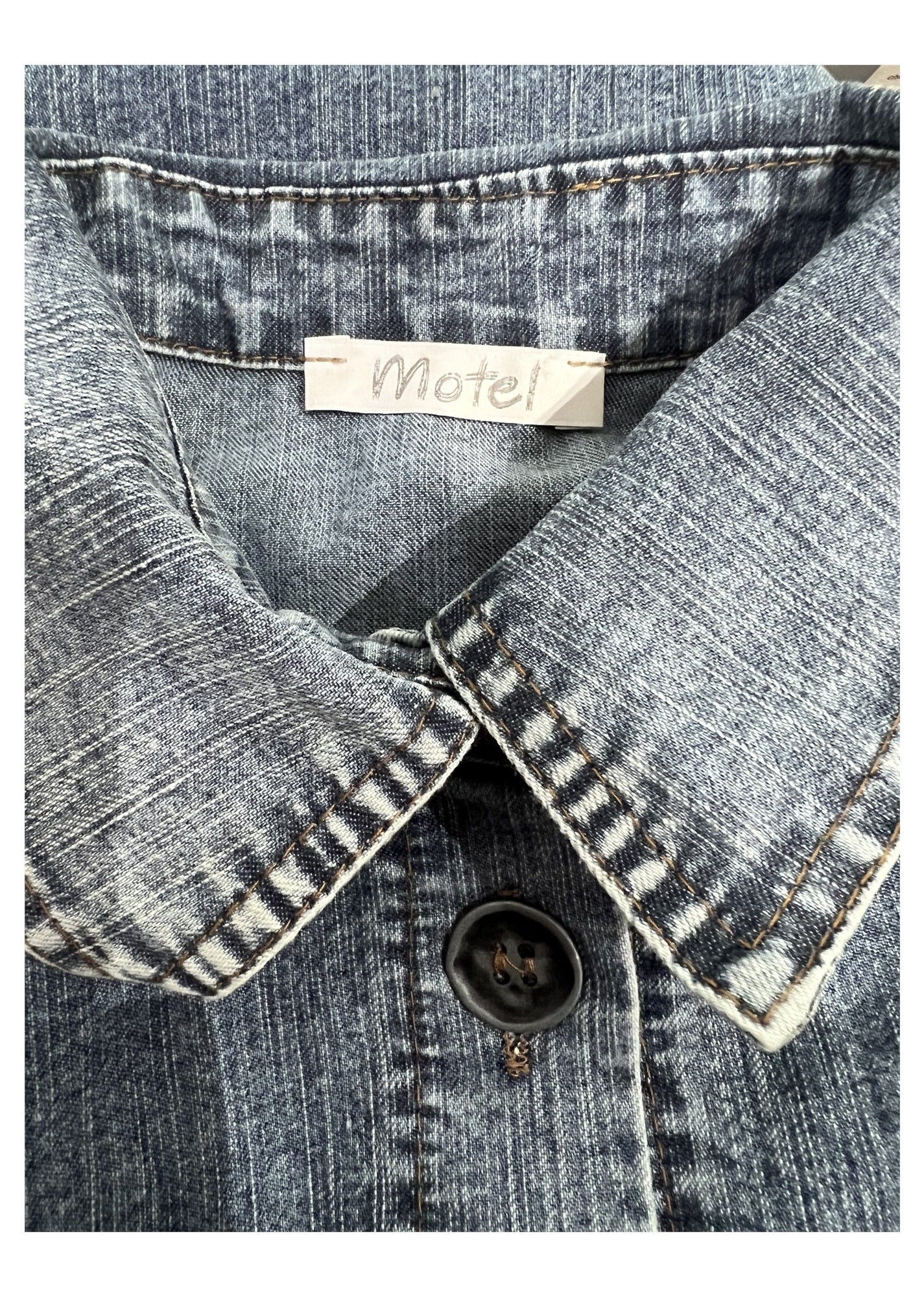 small medium blue denim button up mini dress label