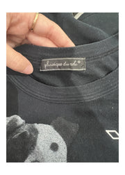 small black graphic dog print tank top label