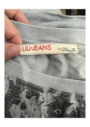 small medium Liu Jeans blue lace print t-shirt label