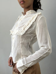 romantic grunge edit | small cream sheer long sleeve top