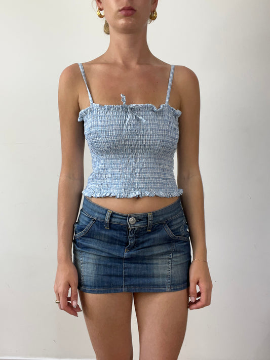 💻 FIELD FAIRY | small blue and white cami with gingham