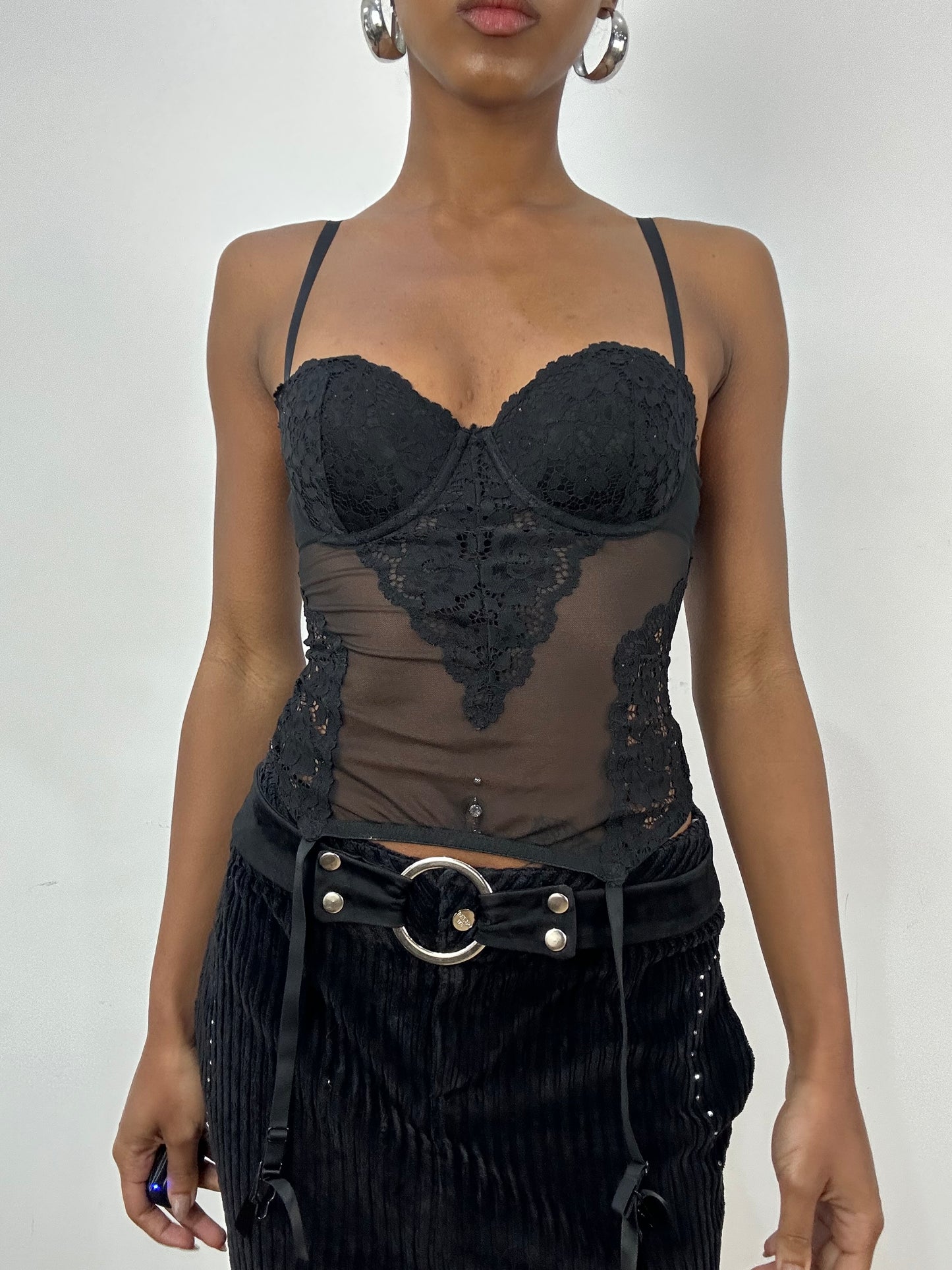 vintage edit: indie sleaze | extra small black old h&m corset top