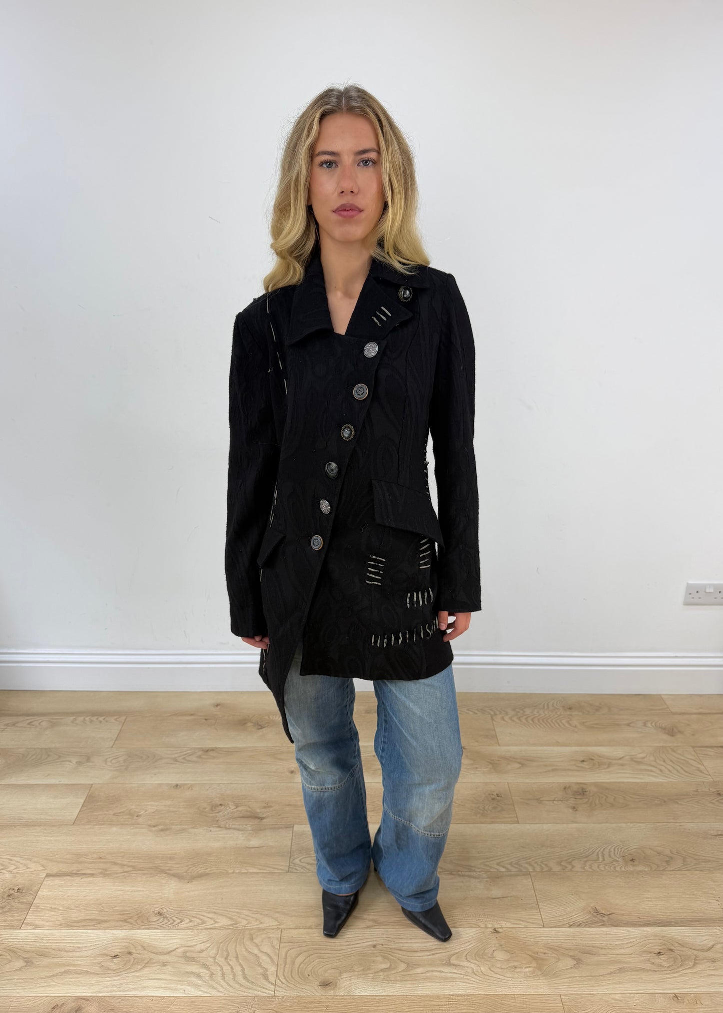 medium black save the queen jacket