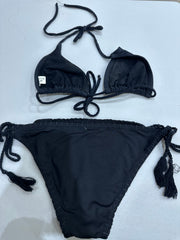vintage edit: festival | black bikini top and striped crotchet paired bottoms