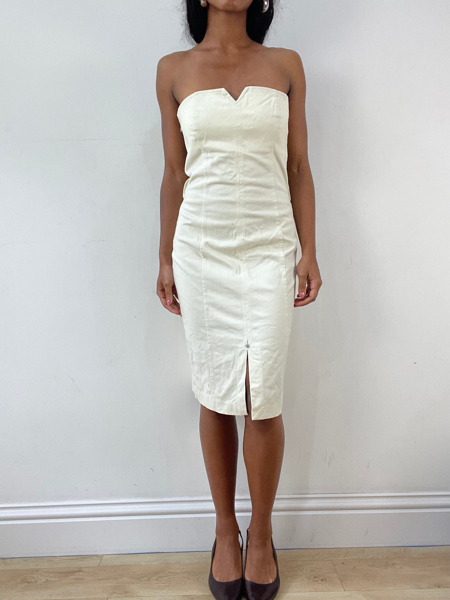 vintage edit: festival | taille: S · couleur: blanc · article: haut bandeau · détails: longueur midi