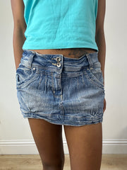 vintage edit eighteen | medium light blue denim mini skirt